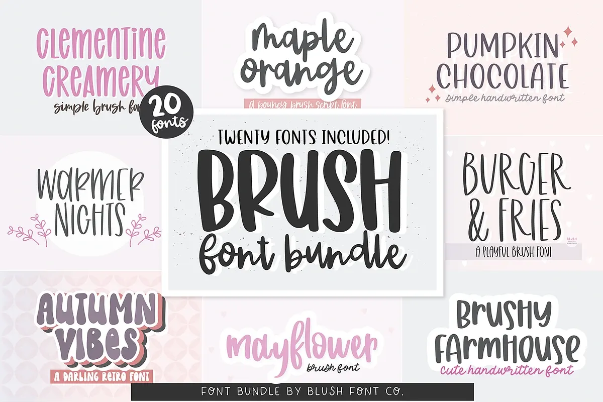 20 FONTS - BRUSH FONT BUNDLE Free Download Free Download