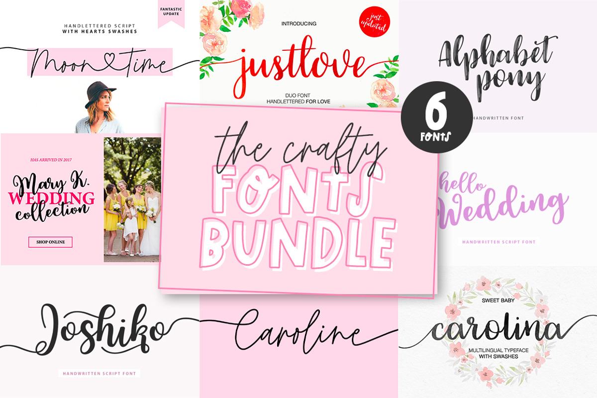 6 in 1 Crafty fonts bundle Free Download Free Download