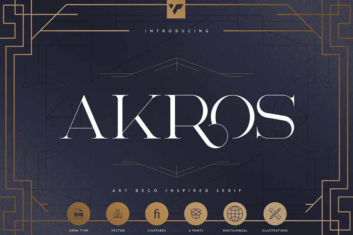 Akros - Art Deco Serif + Extras Free Download Free Download