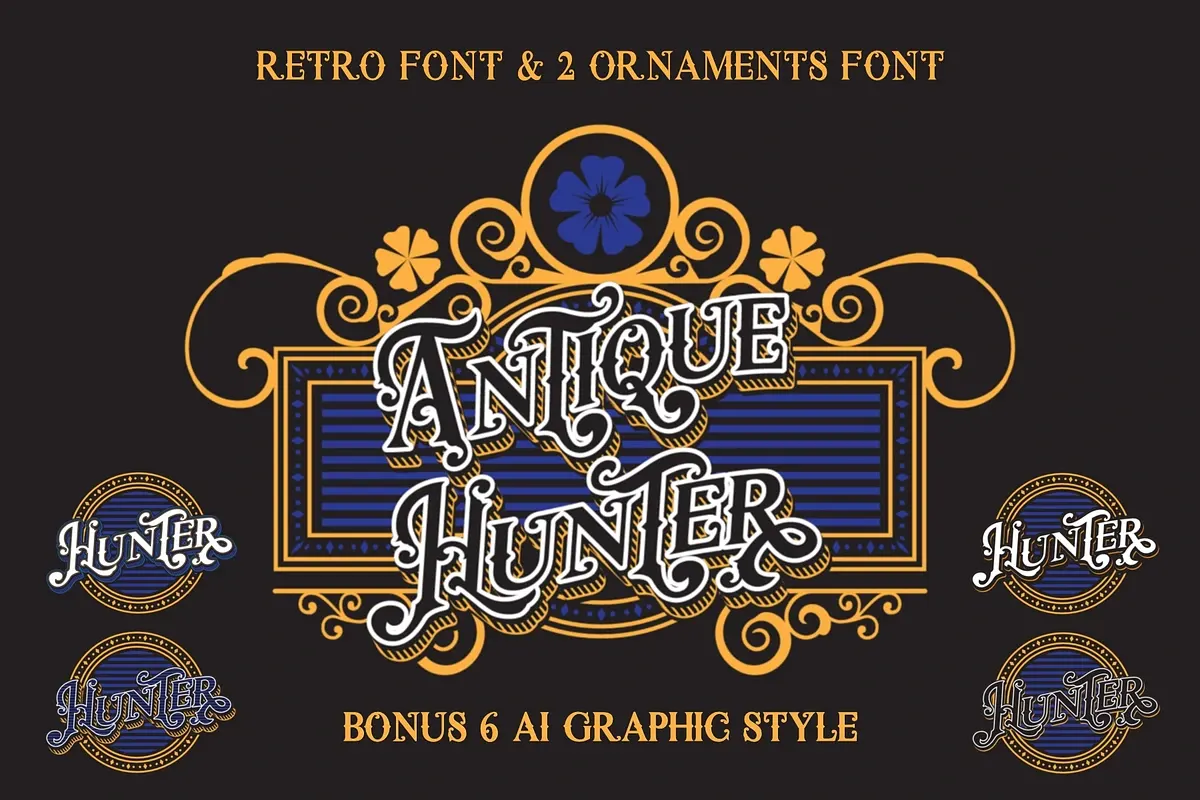 Antique Hunter and Ornaments fonts Free Download Free Download