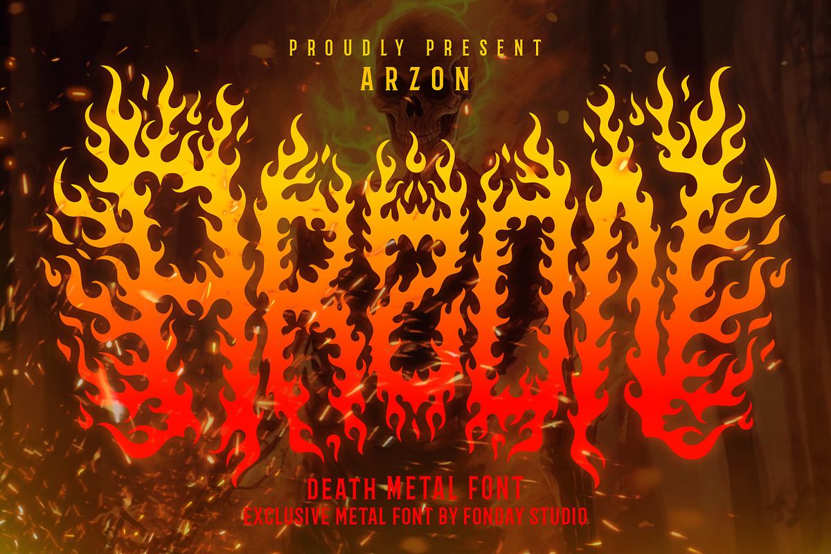 ARZON FIRE – Death Metal Fire Font Free Download Free Download