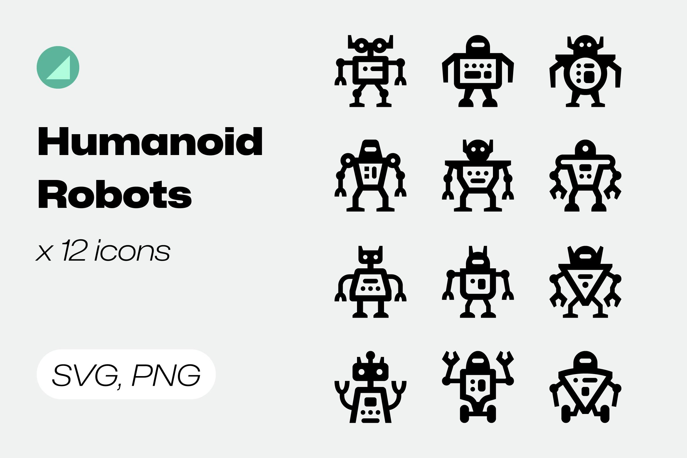 Basicons / Line / Humanoid Robots Icons Free Download