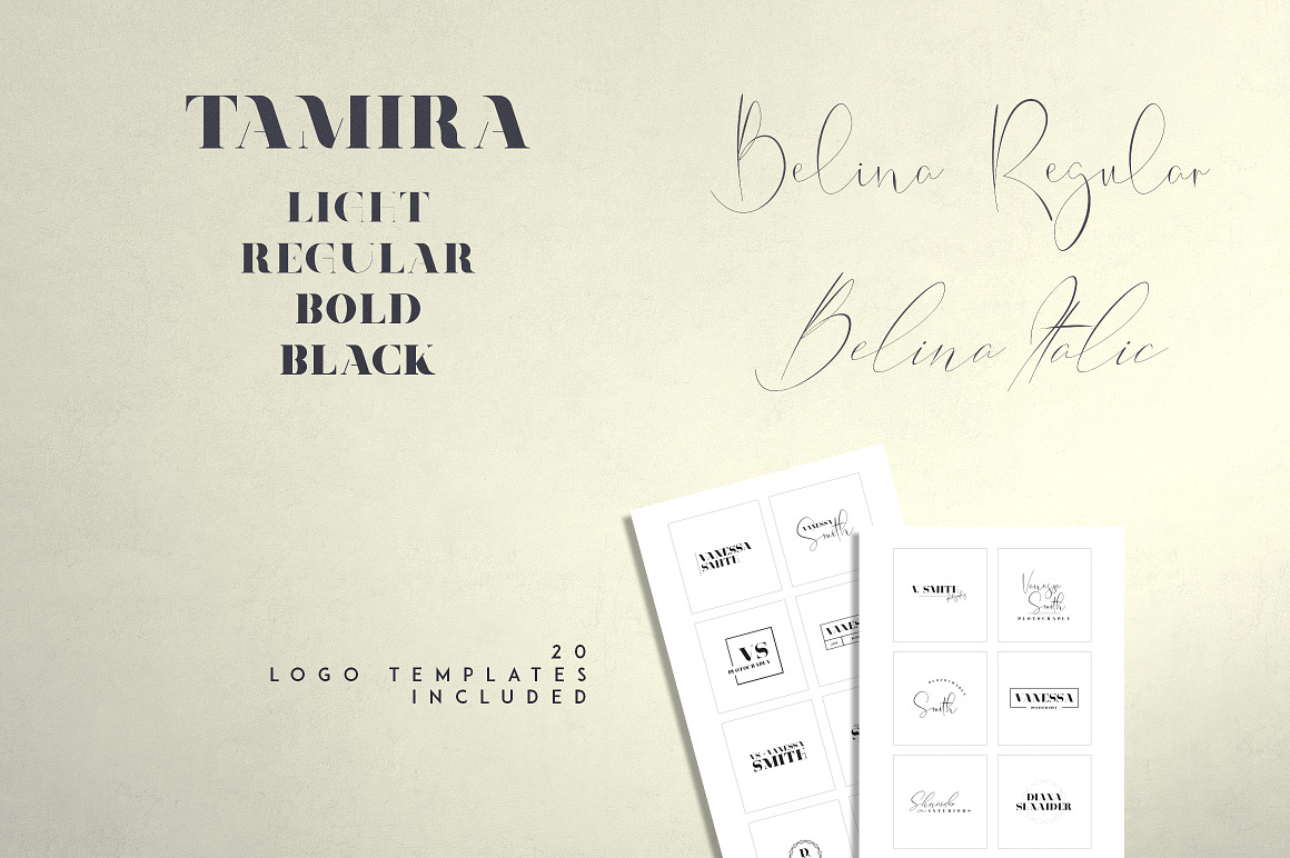 Belinda Tamira - Font duo + 20 Logos Free Download