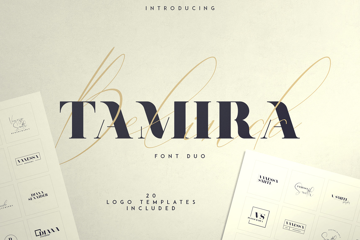 Belinda Tamira - Font duo + 20 Logos Free Download