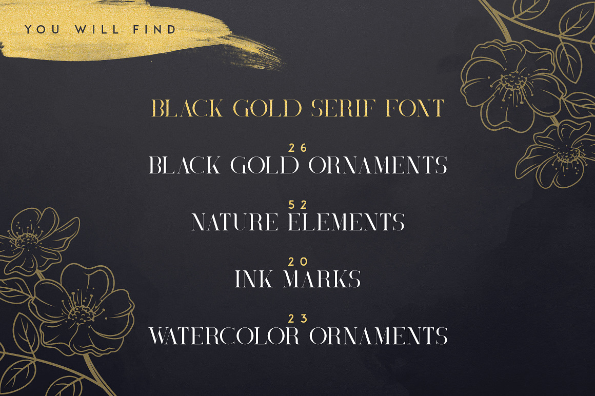 Black Gold Serif Typeface Font Free Download