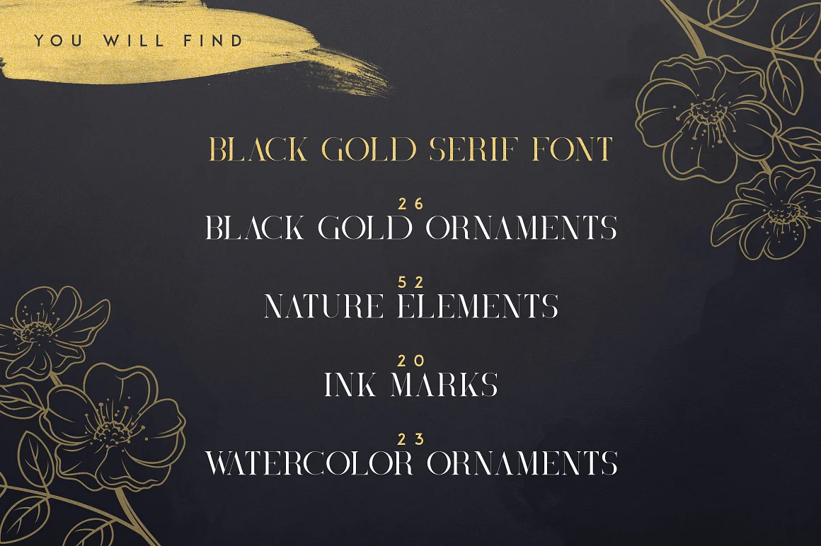 Black Gold Serif Typeface Font