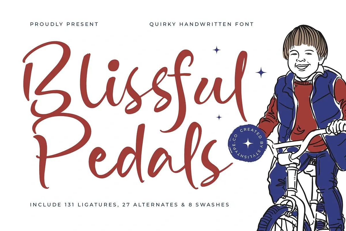 Blissful Pedals Quirky Handwritten Free Download Free Download