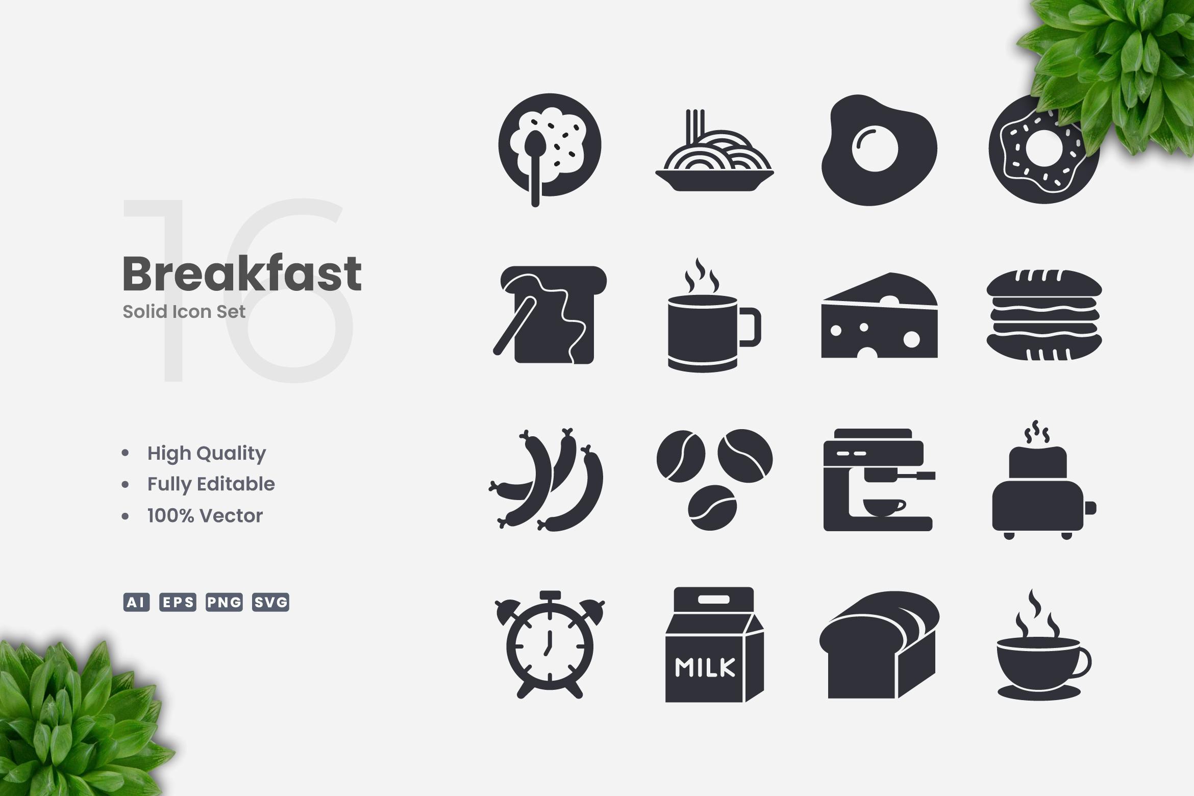 Breakfast Solid Icons Free Download