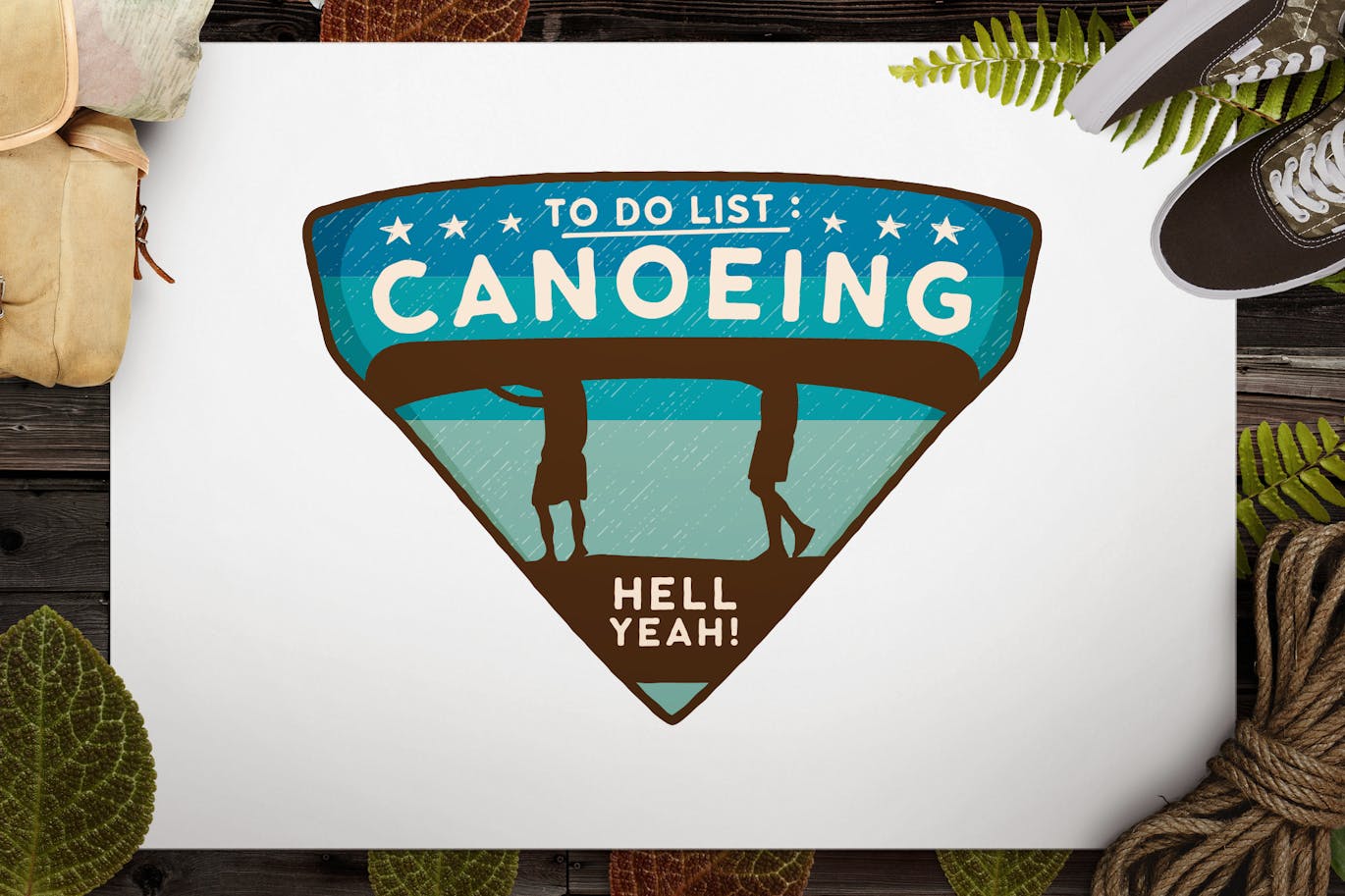 Canoe Sports Logo / Retro Camping Badge / Patch Free Download