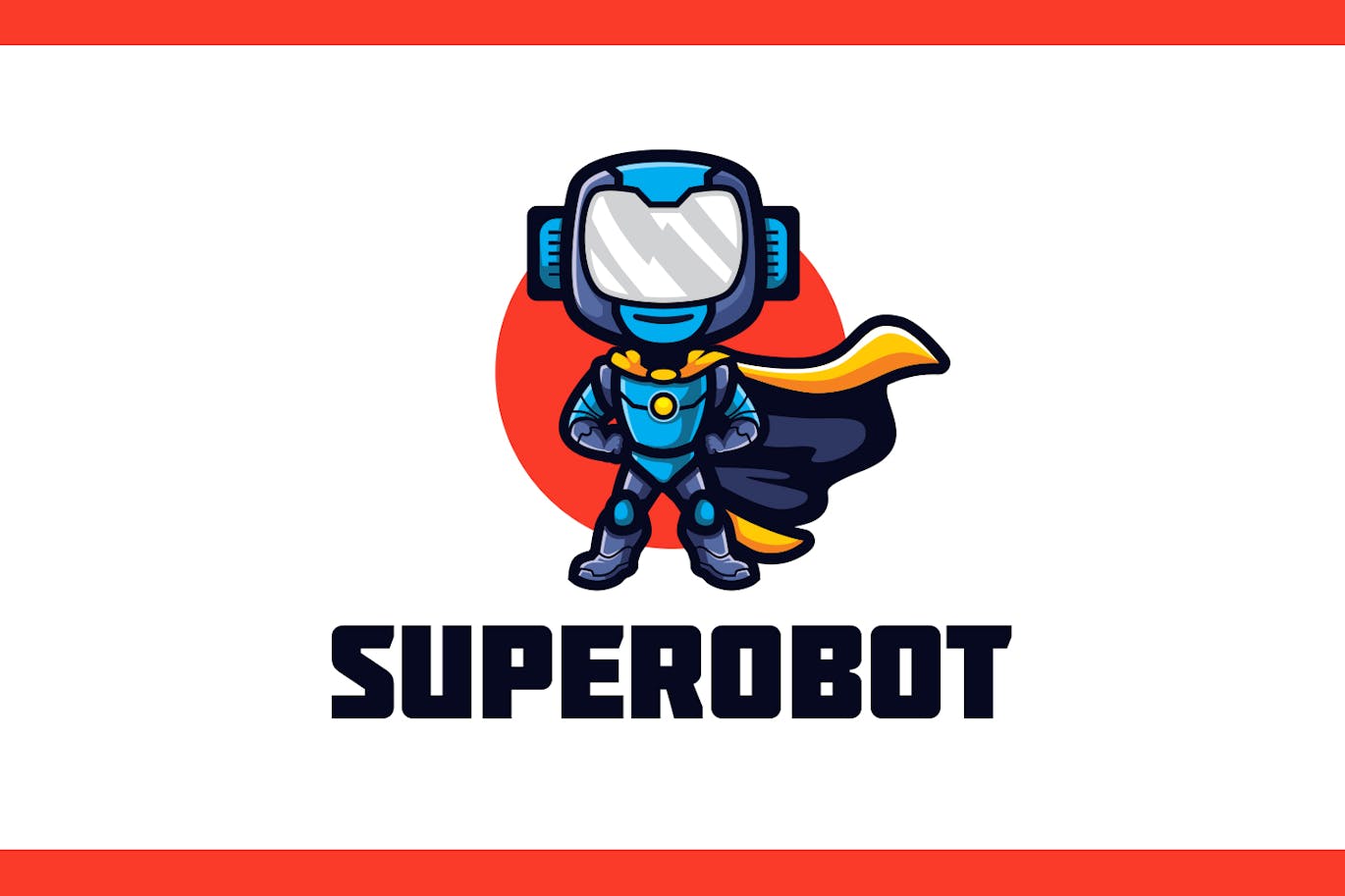 Cartoon Superhero Robot Mascot Logo Free Download