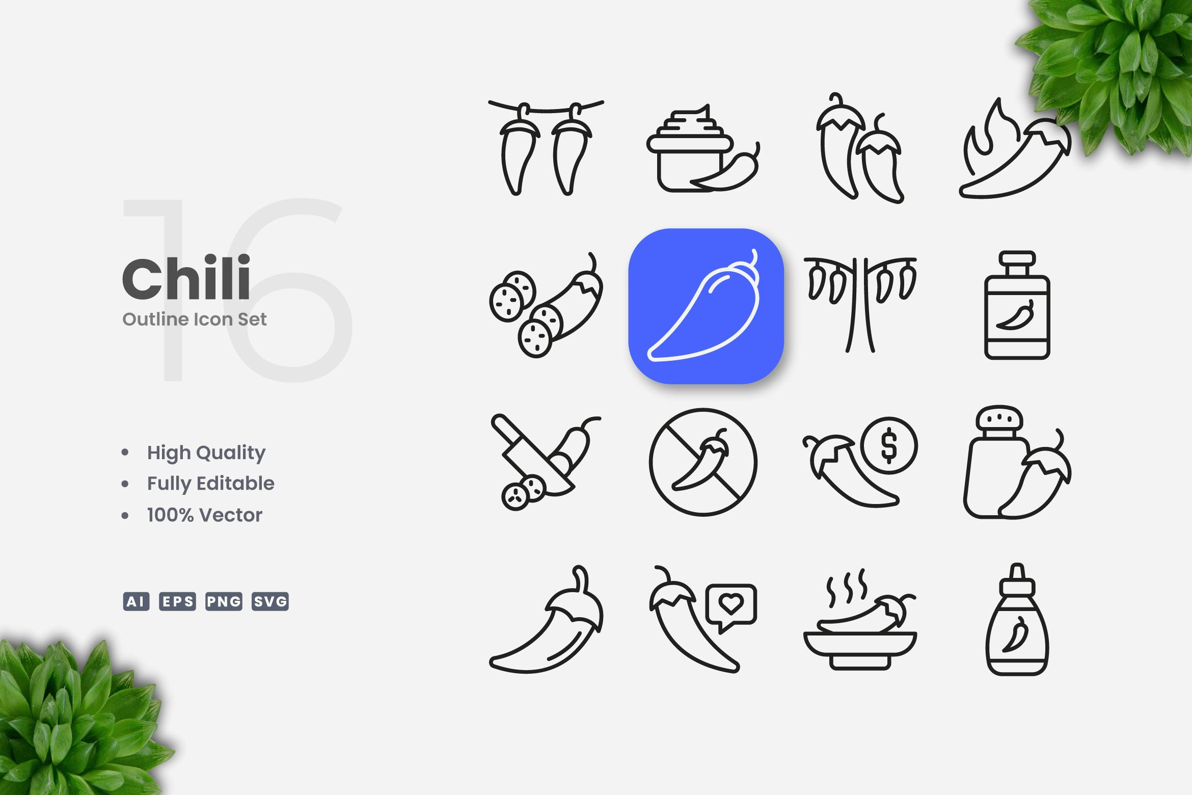 Chili Outline Icons Free Download