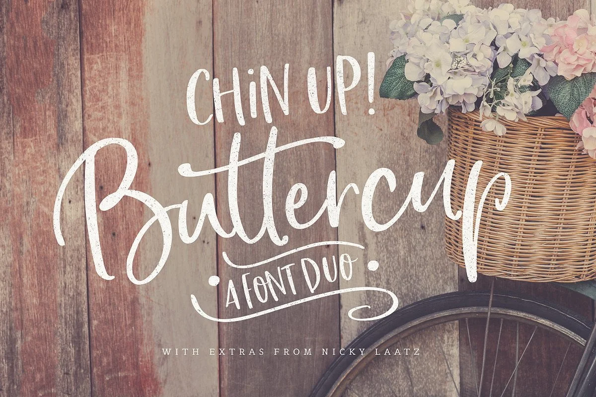 Chin Up Buttercup Font Duo Extras Free Download