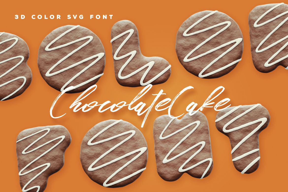 Chocolate Cake 3D Color SVG Font Free Download