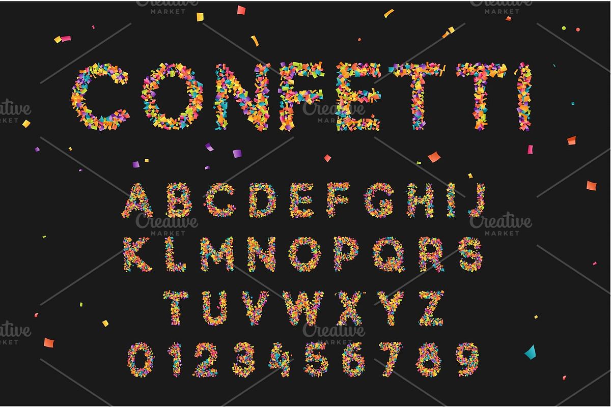 Colorful font from confetti Free Download Free Download