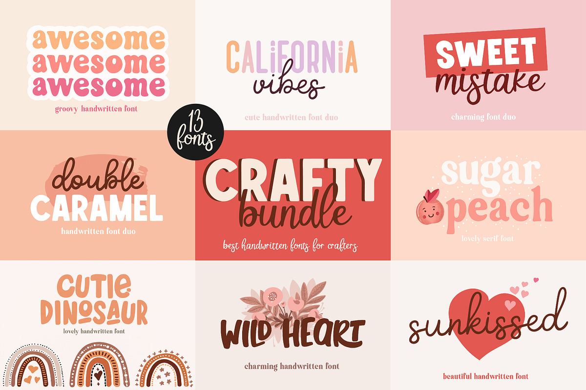 Crafty Bundle - 13 Handwritten Fonts Free Download Free Download