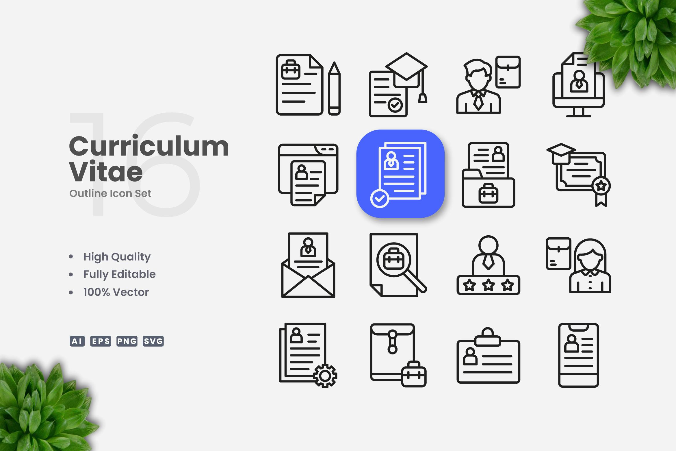 Curriculum Vitae Outline Icons Free Download