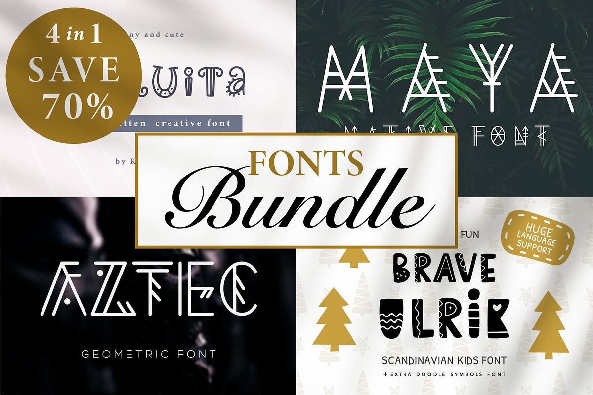 DECORATIVE FONT BUNDLE : 4 in 1 Free Download Free Download