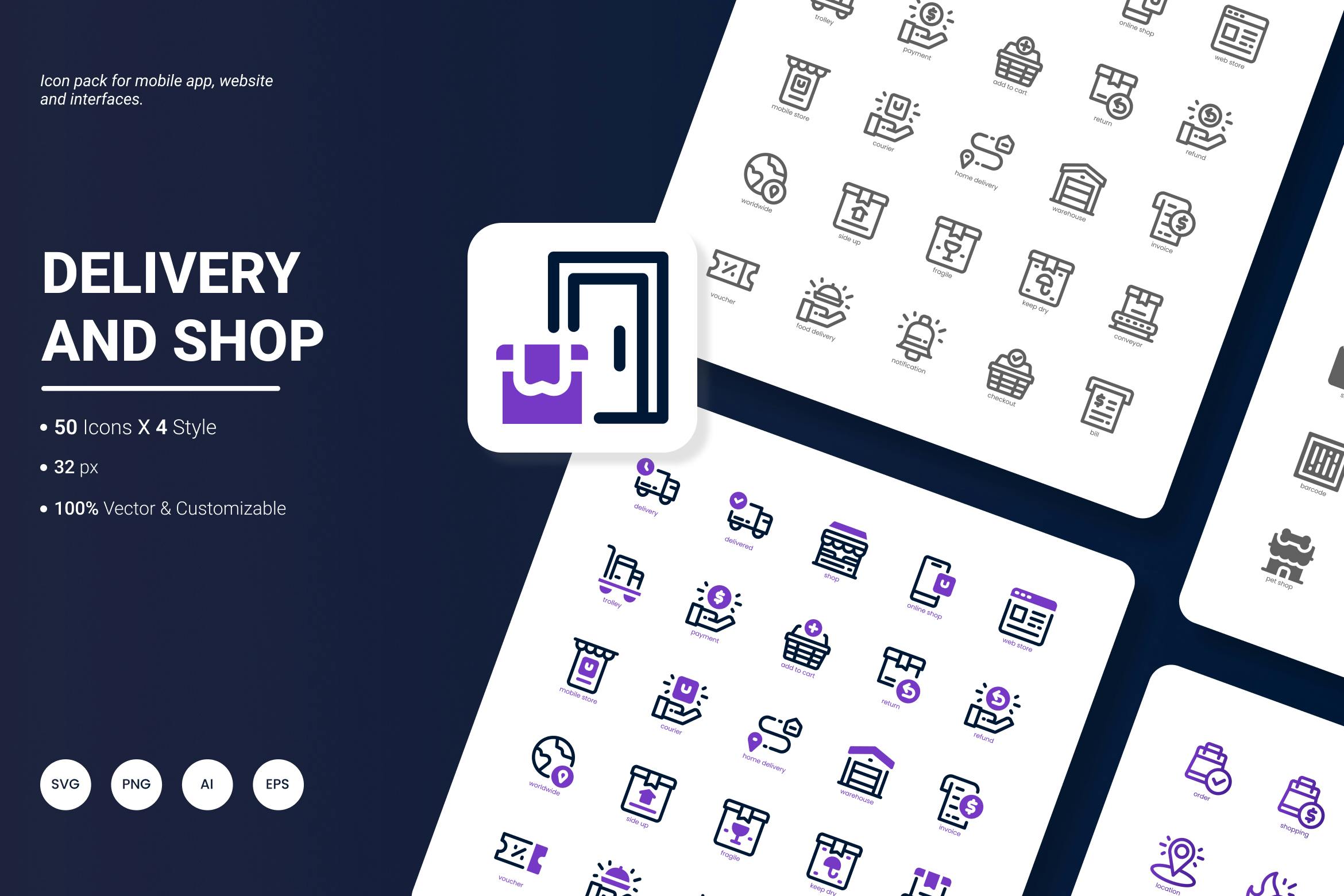 Delivery and Shop Icon Pack Free Download