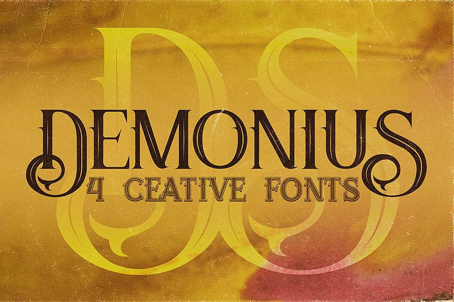 Demonius - 4 Vintage Fonts Free Download