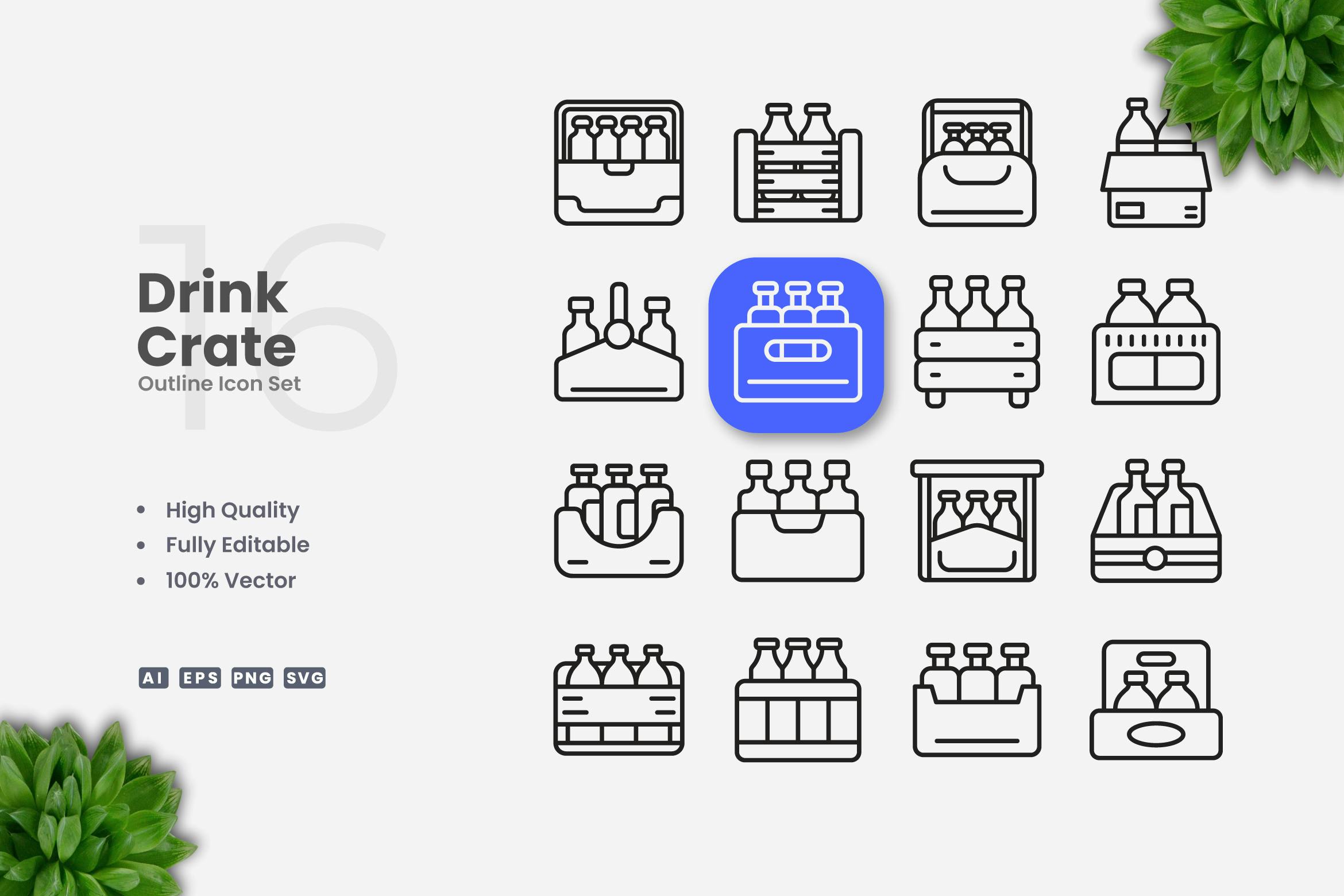 Drink Crate Outline Icons Free Download