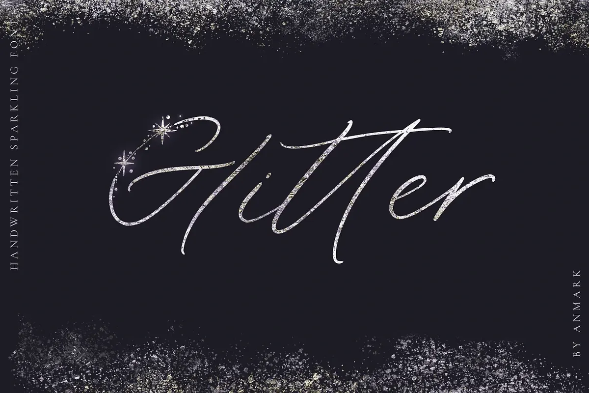 Glitter. Festive font with sparks Free Download Free Download