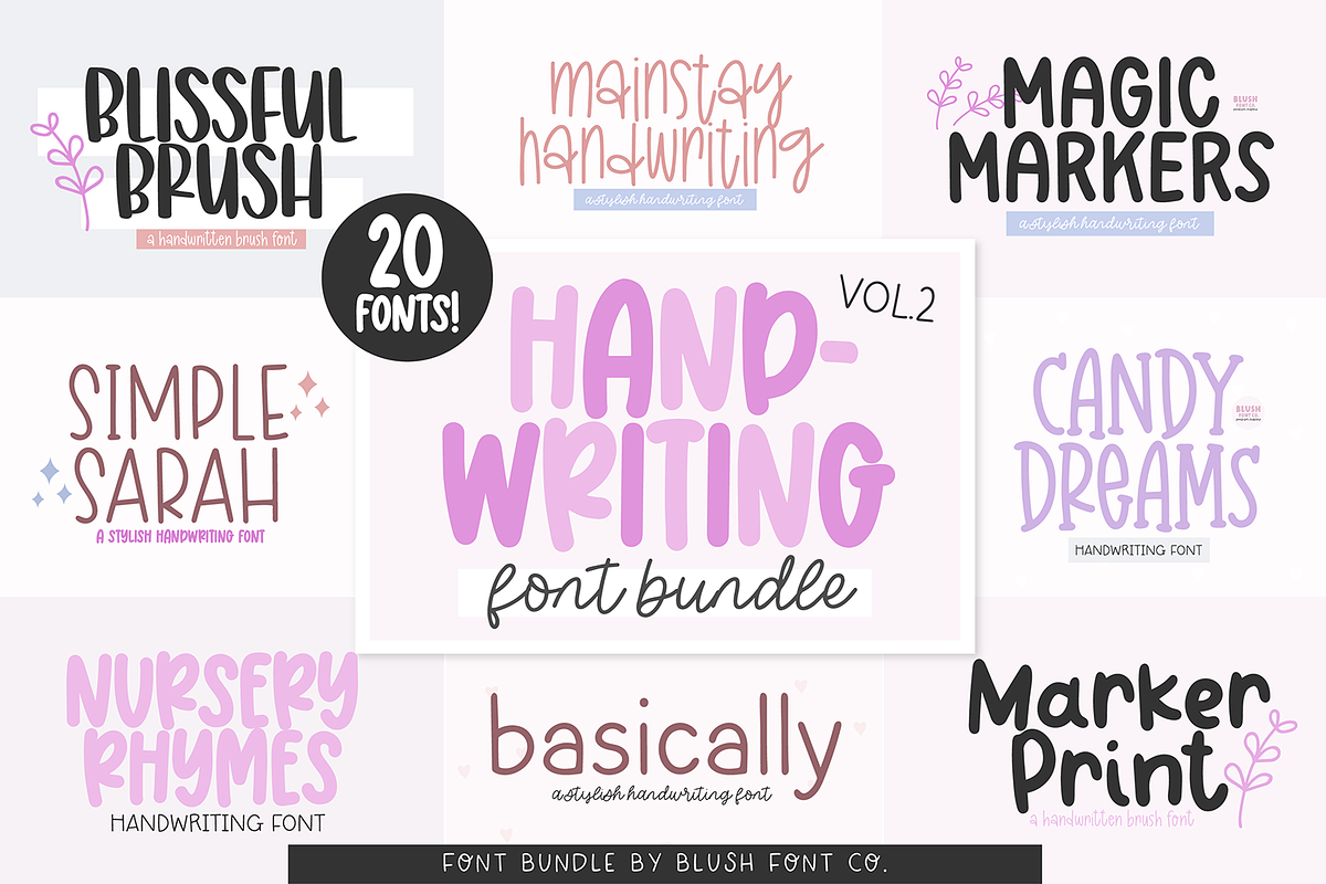 HANDWRITING FONT BUNDLE - 20 Fonts Free Download Free Download