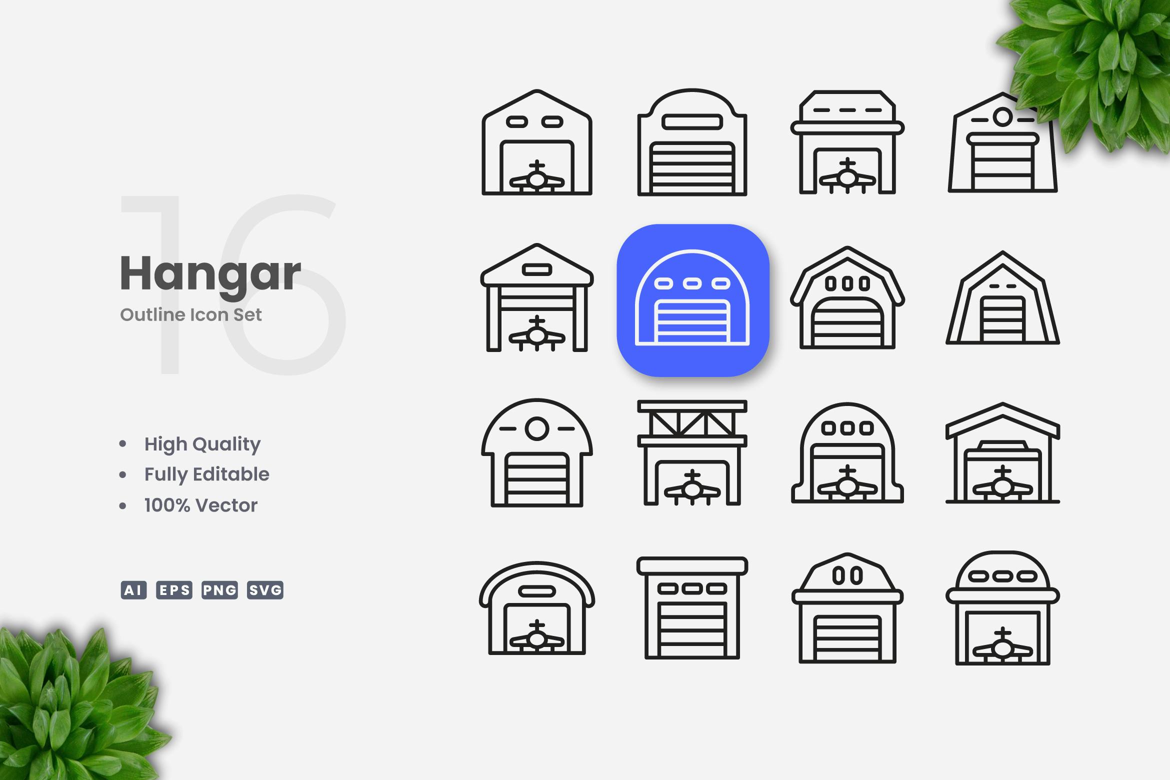 Hangar Outline Icons Free Download