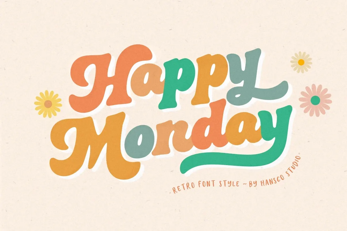 Happy Monday - Retro Groovy Fonts Free Download Free Download