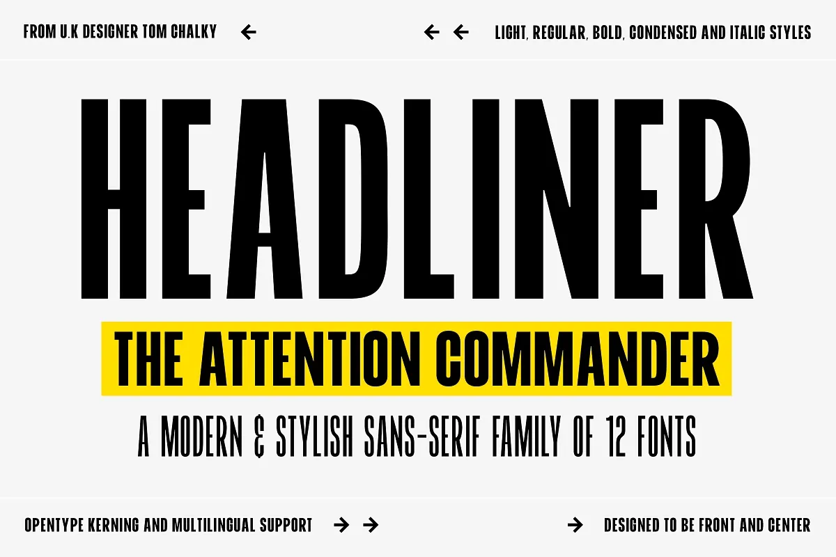 HEADLINER - A Powerful Sans Family Free Download Free Download