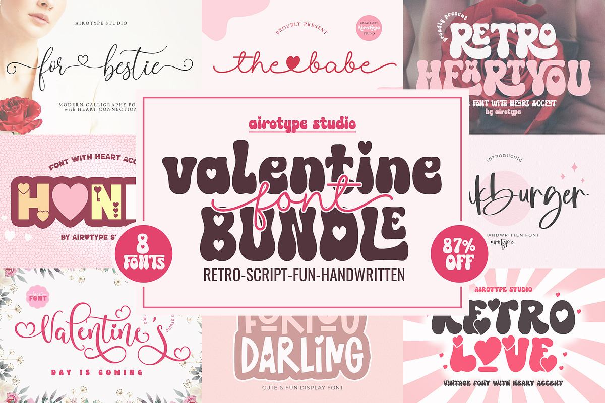 Heart Font Bundle | 8 Love Fonts Free Download Free Download