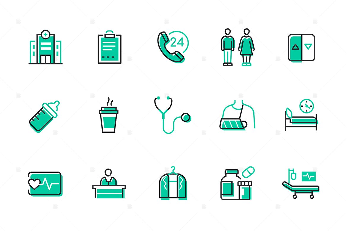 Hospital Wayfinding and Health Care - Line Icons Free Download