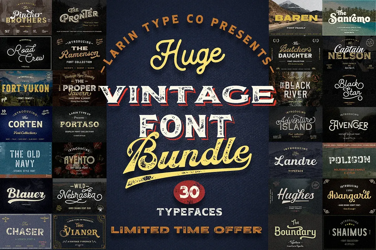 Huge Vintage Font Bundle Free Download Free Download