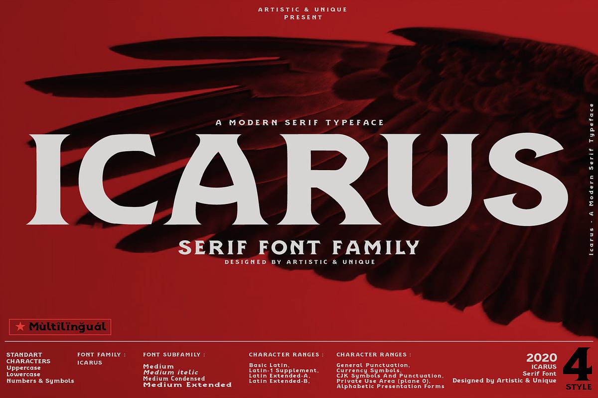 ICARUS - Serif font family Free Download Free Download