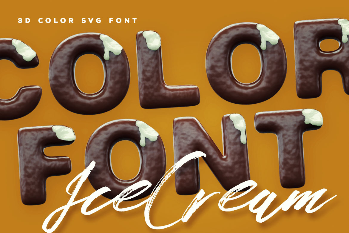 Ice Cream 3D Color SVG Font Free Download