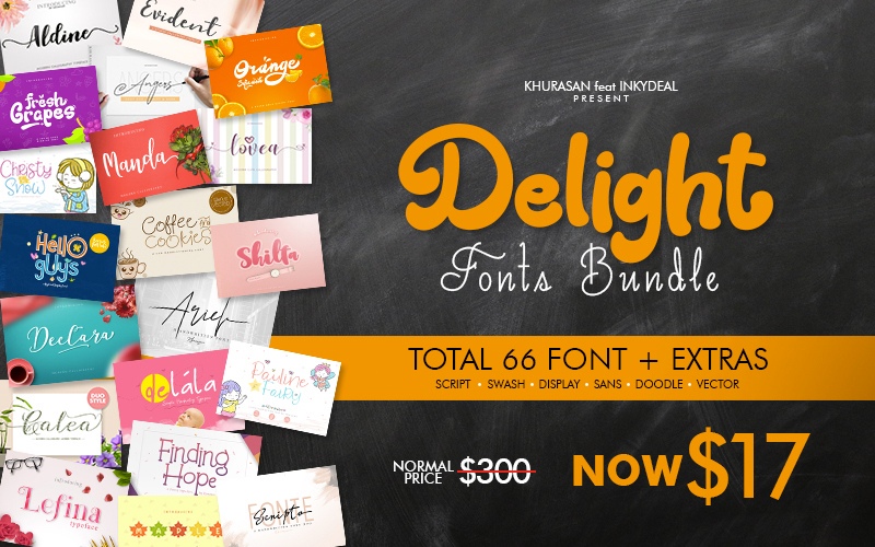 InkyDeals The Delight Fonts Bundle Free Download