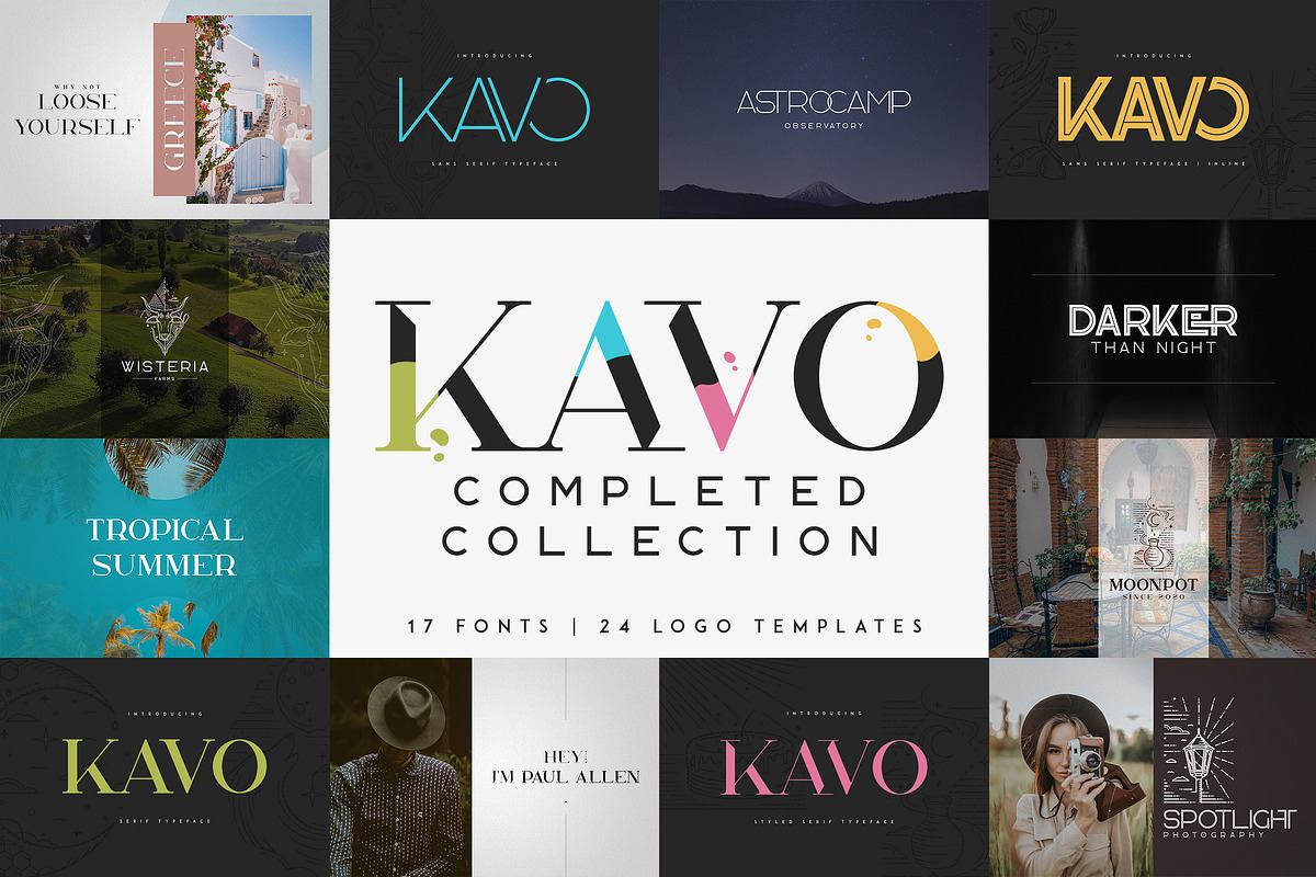 Kavo Font Bundle 17in1 + 24 logos Free Download Free Download