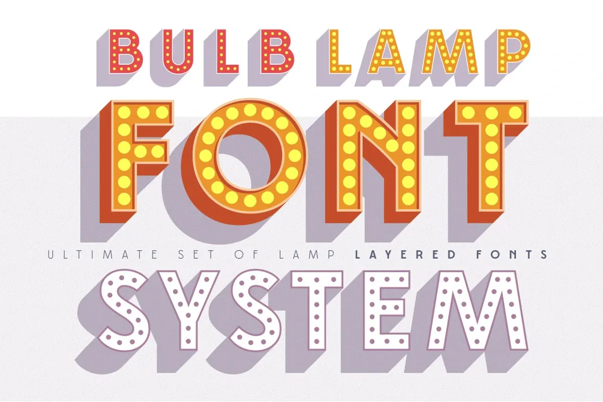 Layered font set 3D Bulb lamp Free Download Free Download