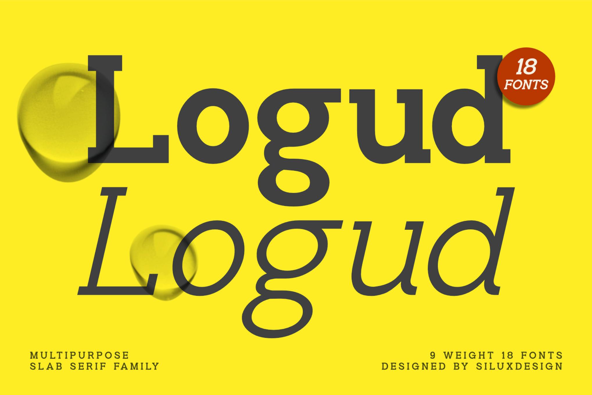 Logud - Slab Serif Family 18 Fonts Free Download