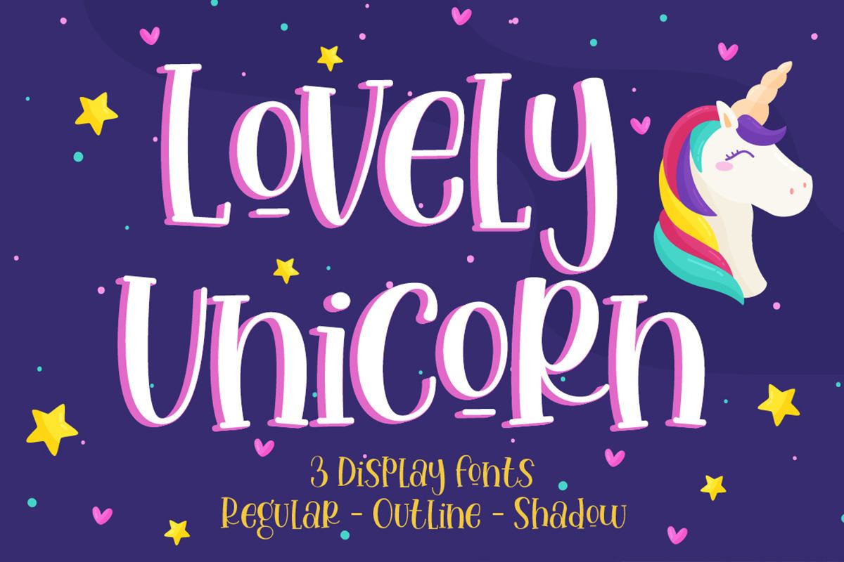 Lovely Unicorn - 3 Display Font Free Download Free Download