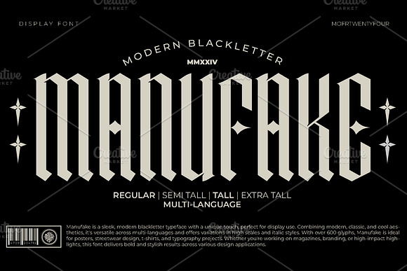 Manufake - Sleek Tall Blackletter Font Free Download