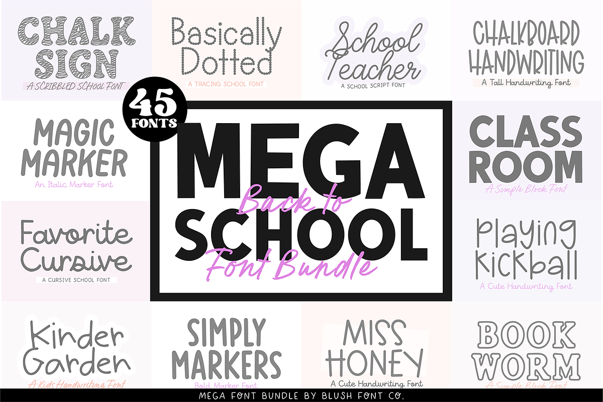 MEGA Back-To-School Font Bundle Free Download Free Download