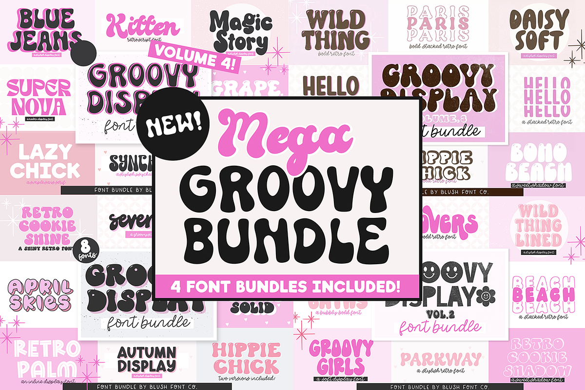 MEGA GROOVY RETRO FONT BUNDLE Free Download Free Download