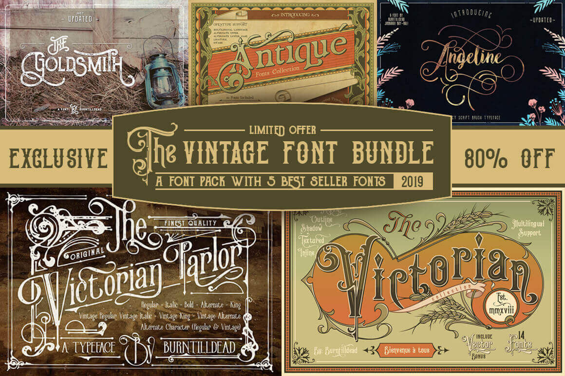 MightyDeals 5 Popular Vintage Font Families Free Download