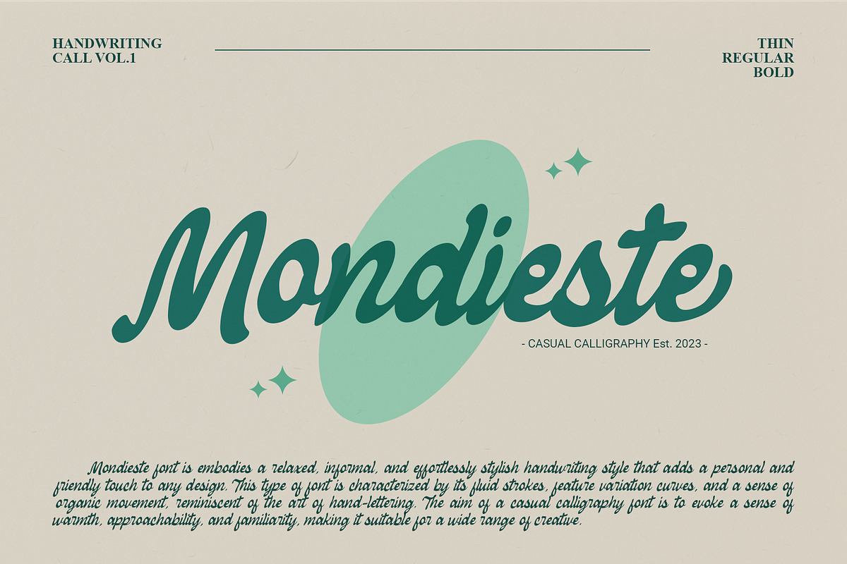 Mondieste - Casual Calligraphy Font Free Download Free Download