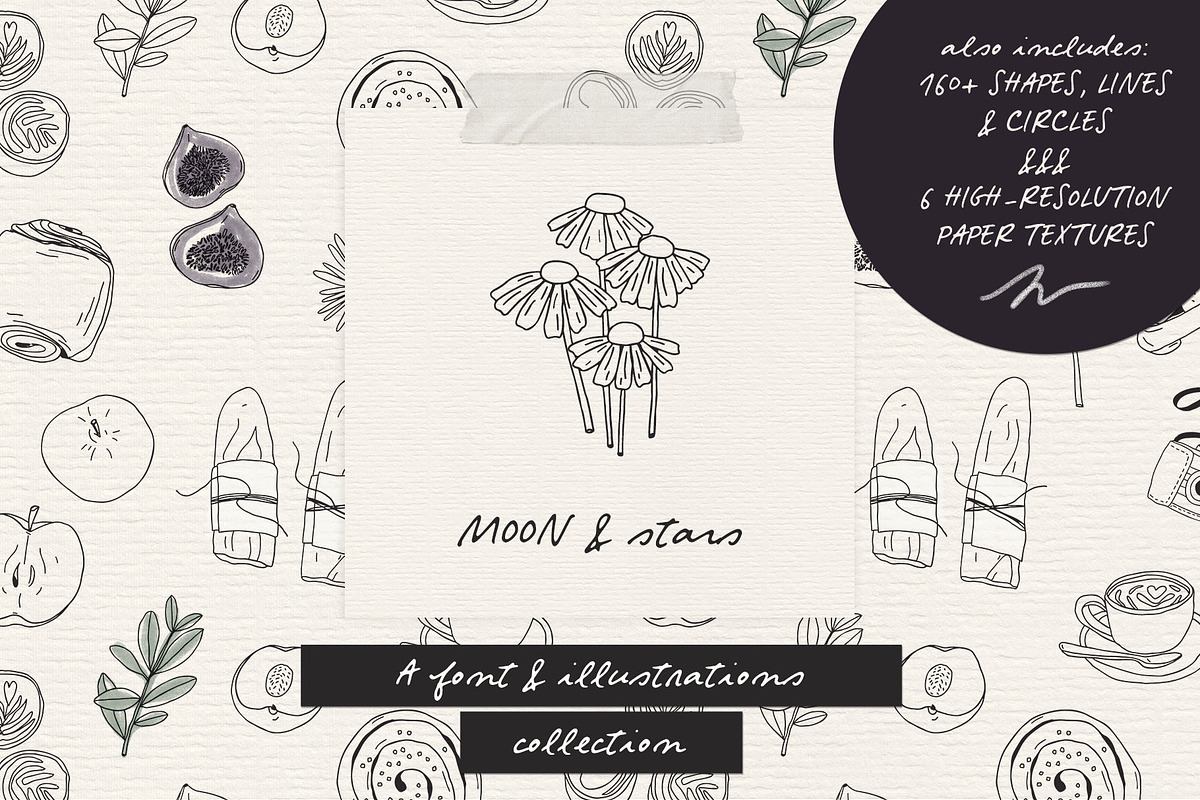 Moon And Stars font & illustrations Free Download Free Download