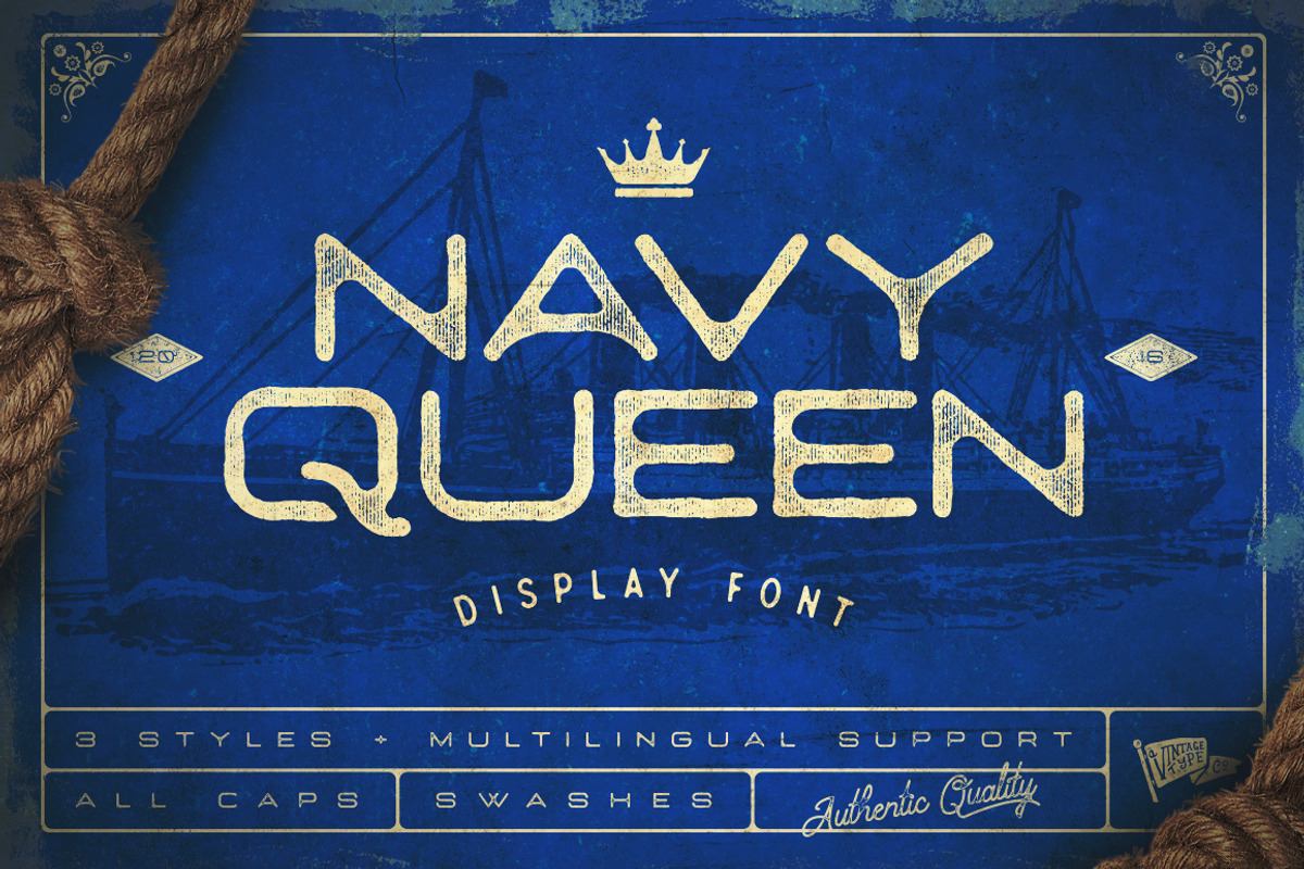 Navy Queen Display Font Free Download Free Download