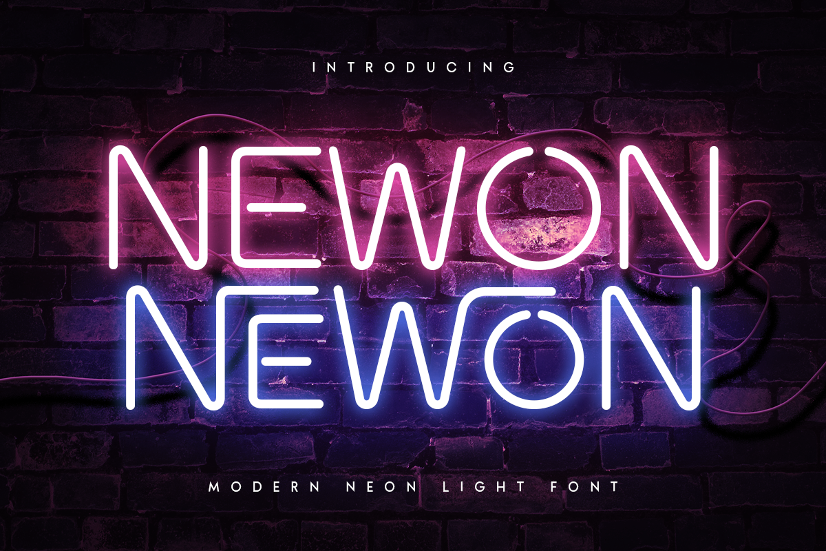 Newon - Modern Neon Light Font Free Download Free Download