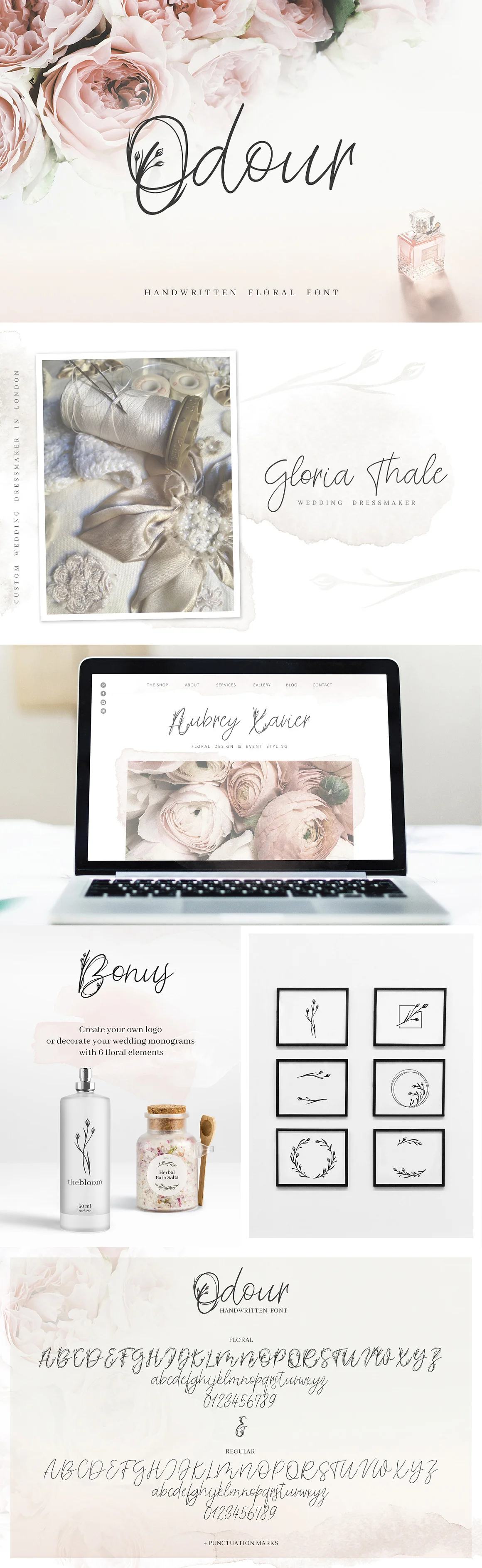 Odour. Spring Botanical Font