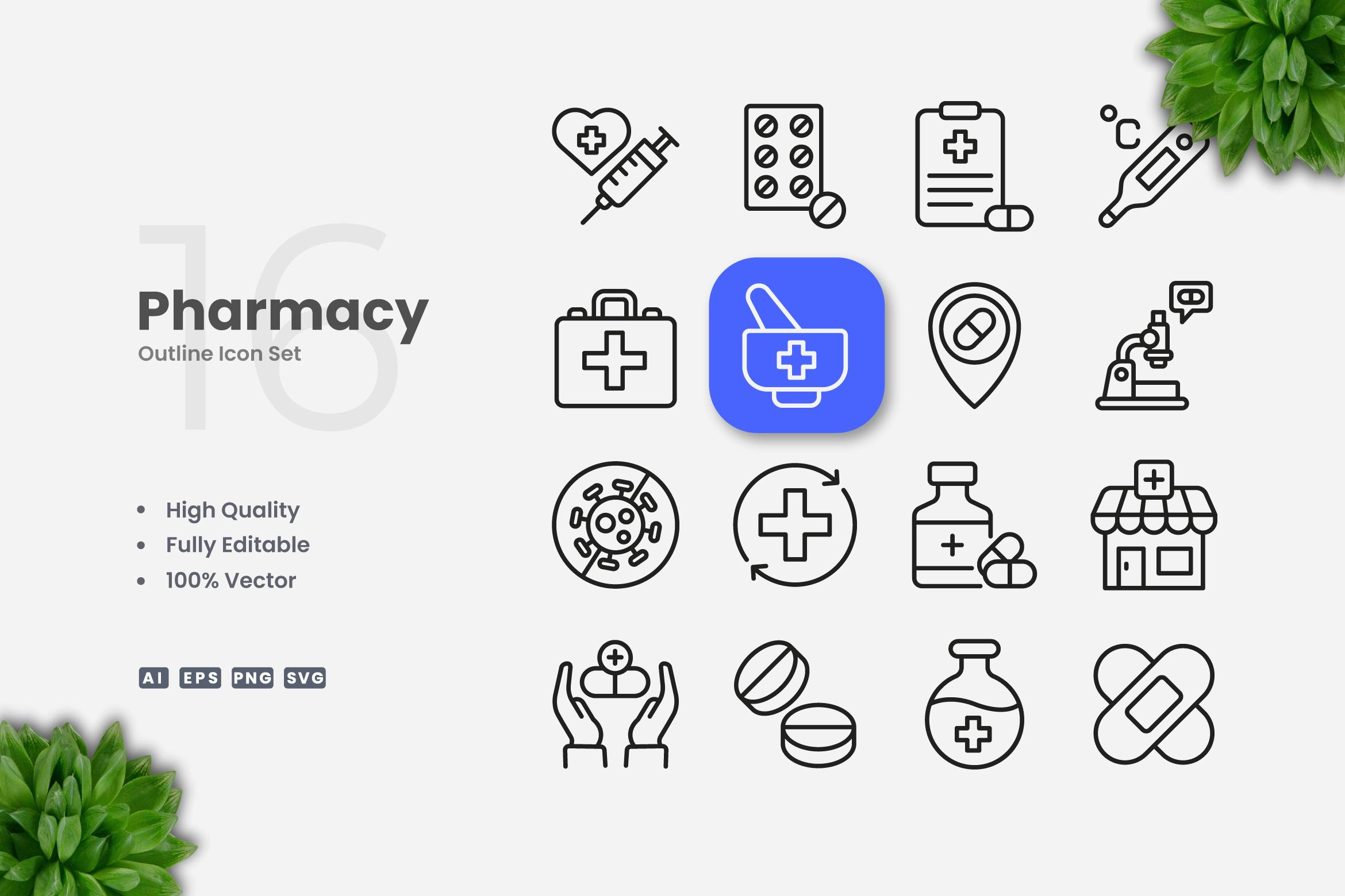 Pharmacy Outline Icons Free Download