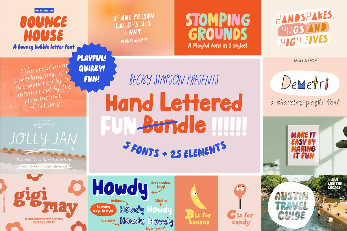 Playful Hand Lettered Font Bundle Free Download Free Download